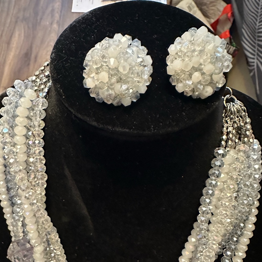 Sassy Jones Malia Glass Studs - White
